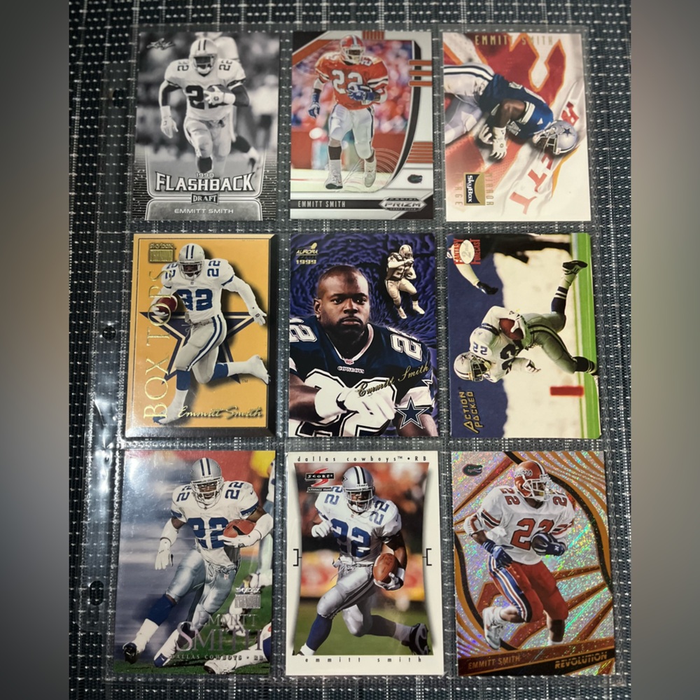 🏈 Emmett Smith Football NFL Football Trading Card Collection, Lot of 9, Lot #3
